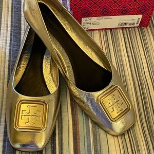 Tory Burch Metallic Gold Women’s Georgia Ballet Flats